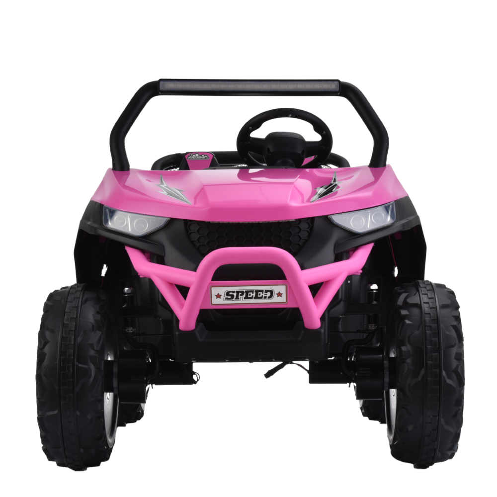 24V 4WD Kids Ride on car, 2 Seater Kids Ride on UTV, Big Battery, Easy-Drag System, w/parents control, Soft Braking, Spring Suspension, Pink