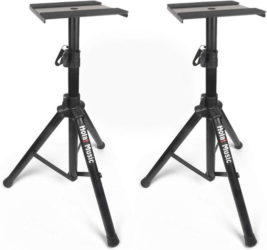Pair of Studio Monitor Speaker Stands by Hola! Music, Professional Heavy-Duty Tripod Structure, Adjustable Height, Model HPS-600MS