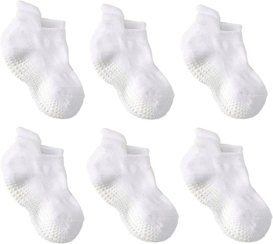 LA ACTIVE Non Slip Grip Ankle Boys and Girls Socks with Non Skid for Babies Toddlers and Kids Back to School