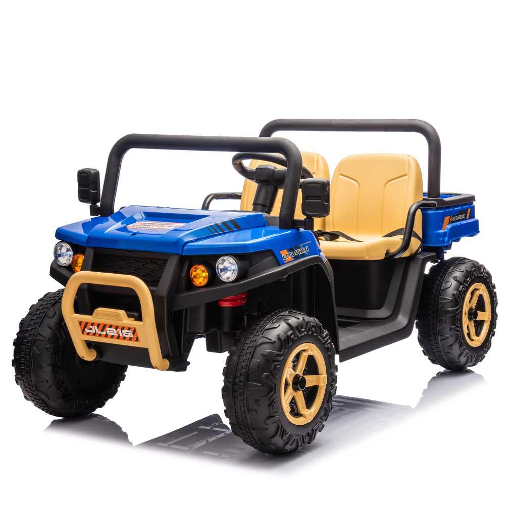 24V XXXL Kids Ride On UTV W/Parents Remote Control,Two-seater,Automatic tipping bucket,Rear wheel suspension,Slow start,Portable handle,Safety Belt,LED light,USB,MP3,Bluetooth,Horn for Kids Aged 3-8.