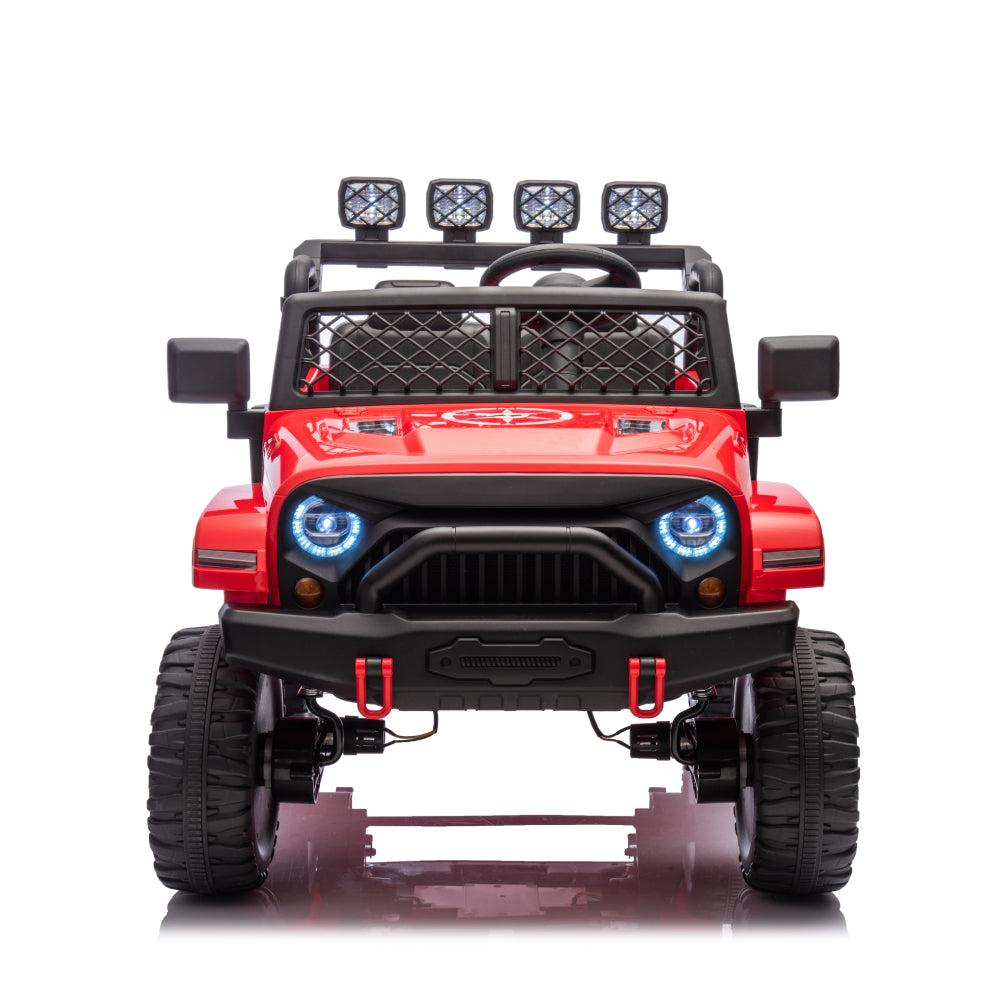 Black,24V 2 Seater Ride On Truck Car, 4WD motors, with 2.4G Remote Control,Metal Suspension,Soft Start,Music, LED Light,Outdoor/Off road/Electric Car,Toys Gifts