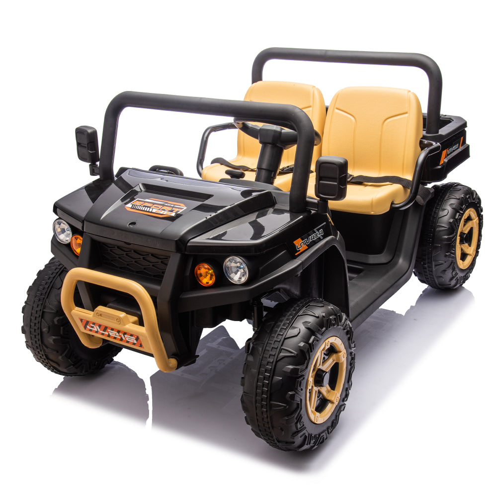 24V XXXL Kids Ride On UTV W/Parents Remote Control,Two-seater,Automatic tipping bucket,Rear wheel suspension,Slow start,Portable handle,Safety Belt,LED light,USB,MP3,Bluetooth,Horn for Kids Aged 3-8.