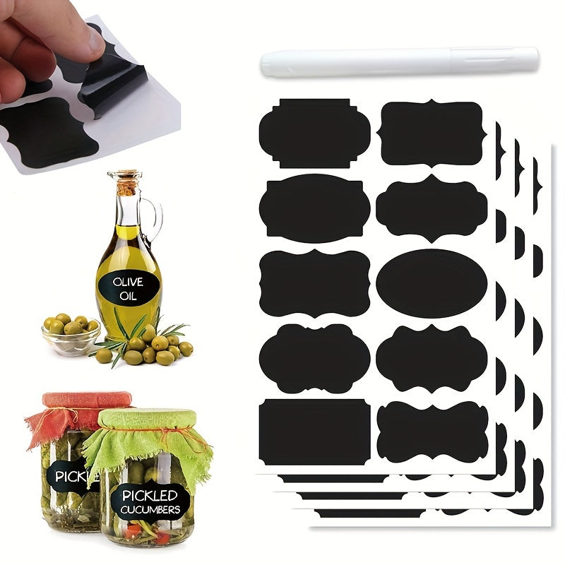 Universal Erasable PVC Black Waterproof Labels and a White Pen