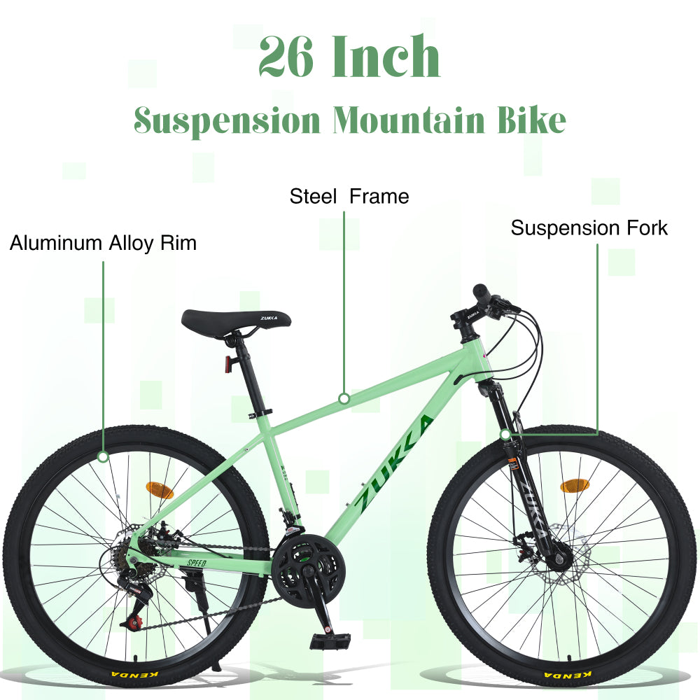 Mountain Bike for Men and Women 26 inch 24 Speed Suspension Fork KENDA Tires