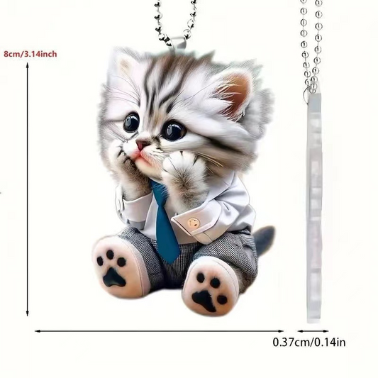 Face Covering Cat Christmas 2D Acrylic Car Pendant car ornament accessories