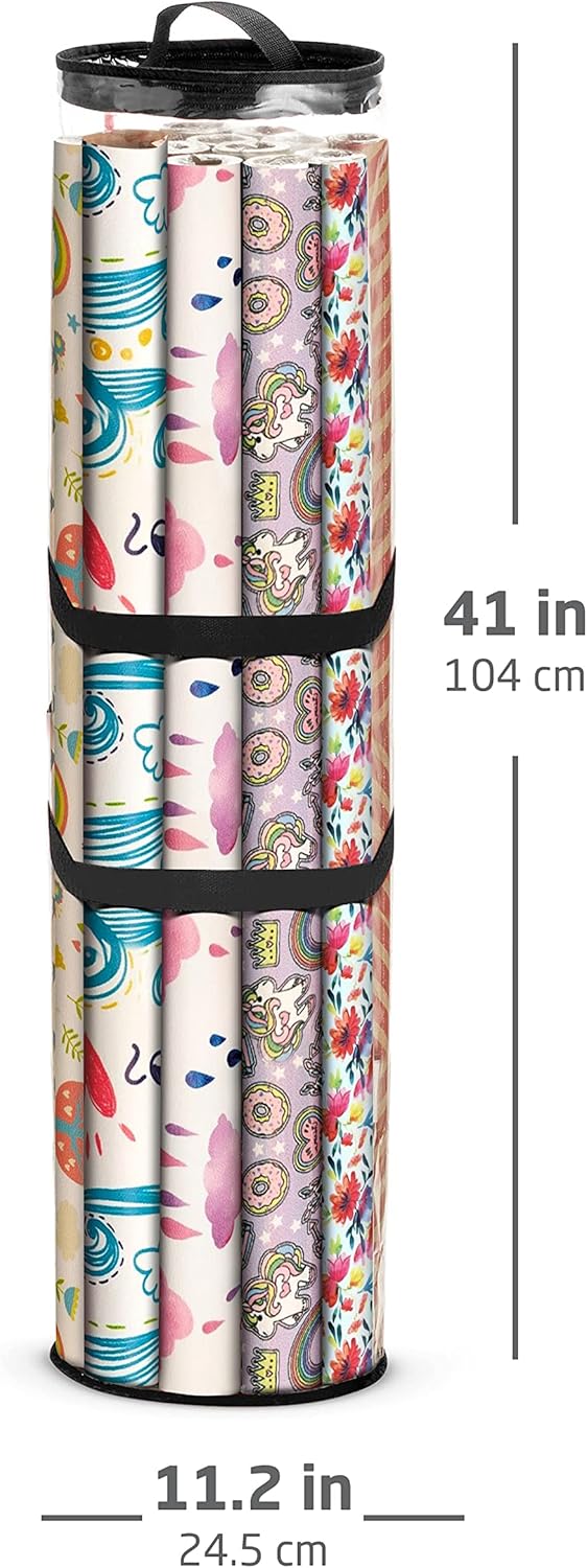 ZOBER Wrapping Paper Storage Containers - 40 Inch Gift Wrapping Organizer Storage - Fits 25 Standard Rolls of Wrapping Paper - Waterproof