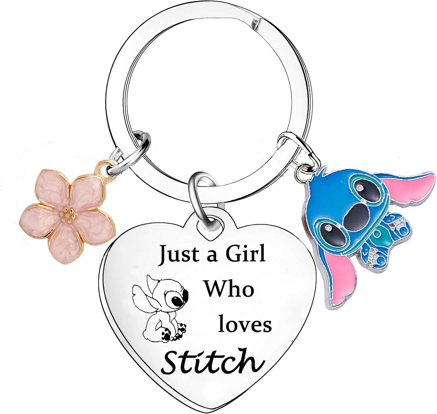 Stitch Keychain - Birthday Gift for Daughter Sister Niece Friends Ohana, Hypoallergenic Stainless Steel, Modern Style