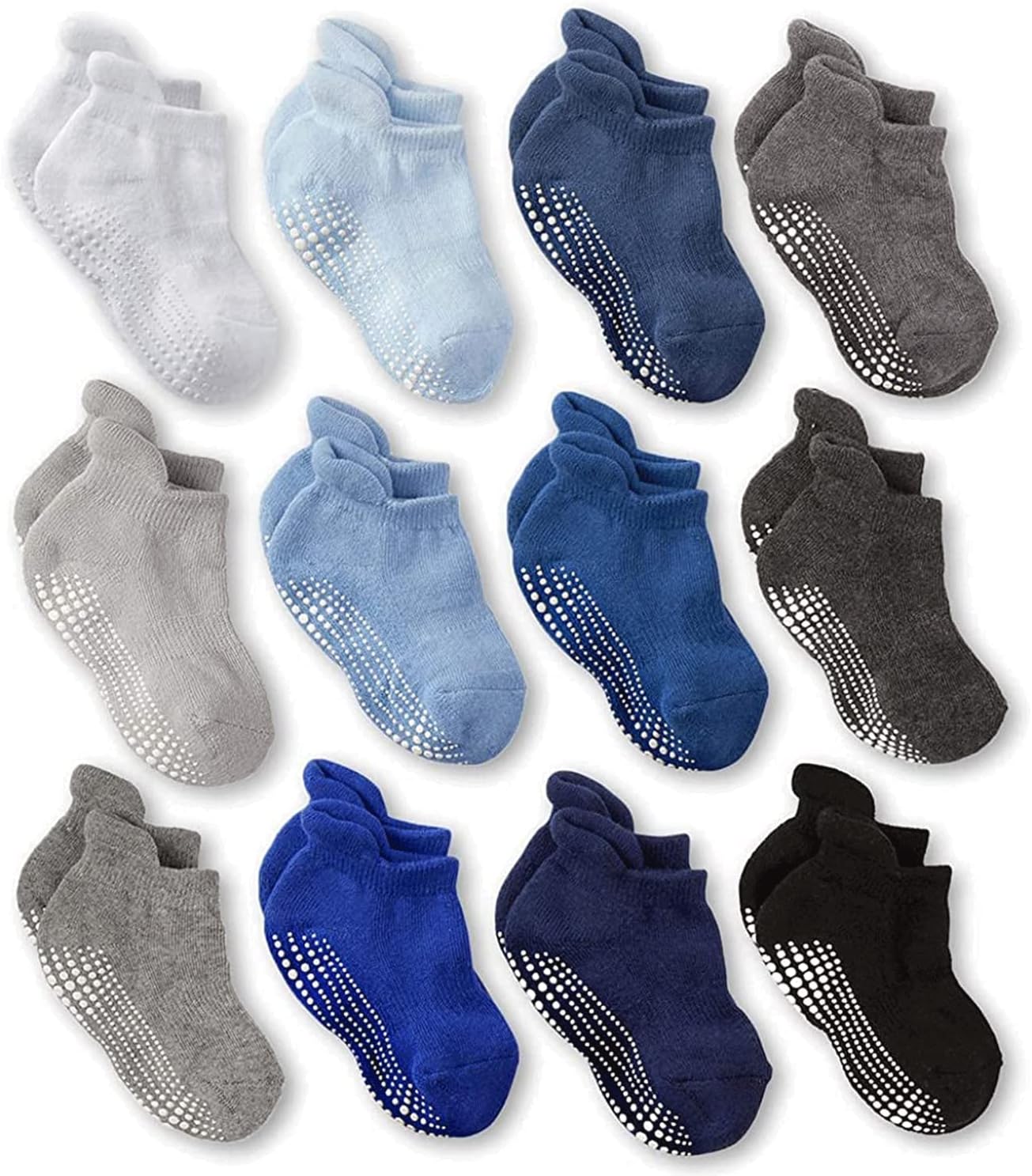 LA ACTIVE Non Slip Grip Ankle Boys and Girls Socks with Non Skid for Babies Toddlers and Kids Back to School