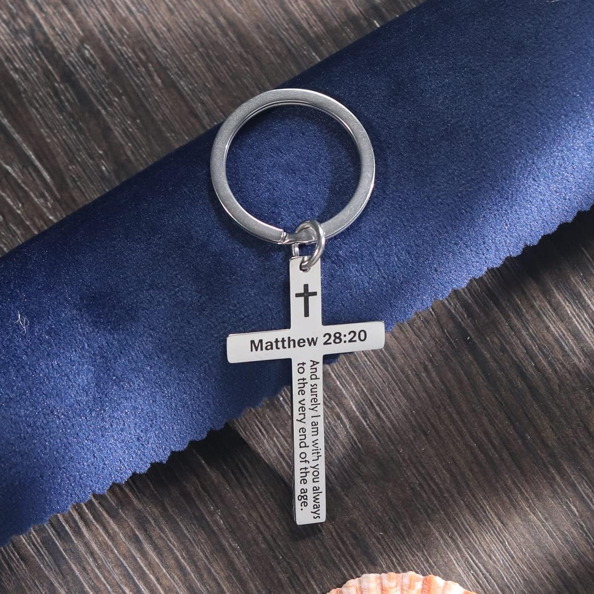 Bible Verse Cross Keychain Strength Bible Verse Stainless Steel Key Ring Christian Gift for Women Men