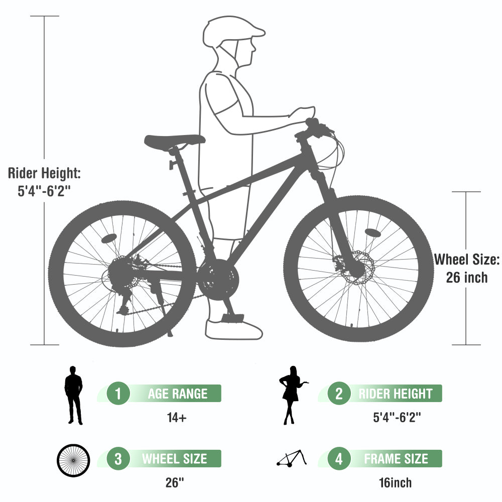 Mountain Bike for Men and Women 26 inch 24 Speed Suspension Fork KENDA Tires