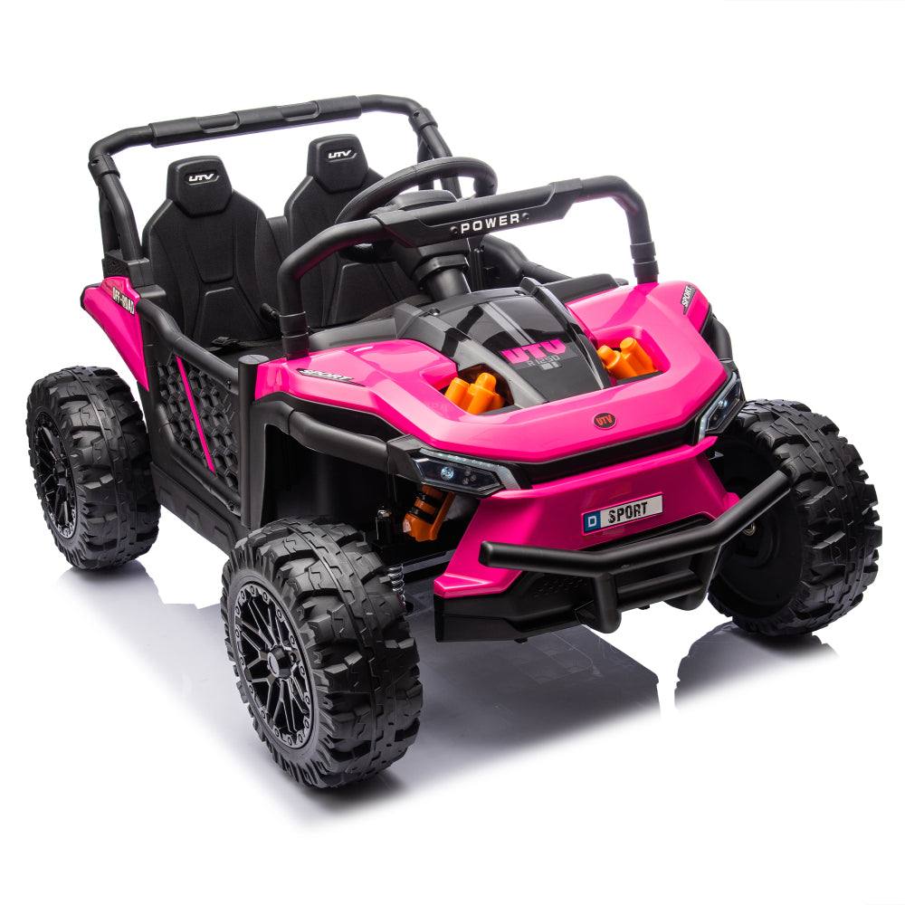 24V Kids Ride On UTV,Electric Toy For Kids w/Parents Remote Control,Four Wheel suspension,Low Start,Adjustable speed,Multimedia player,Early Education,Bluetooth,Rear storage space for kids aged 3+.