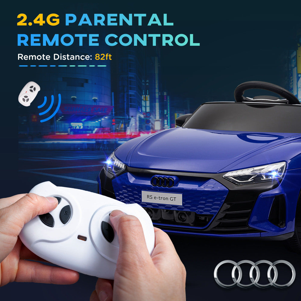 Aosom Kids Ride on Car, 12V Licensed Audi RS E-tron GT 3.1 MPH Electric Car for Kids, Ride-on Toy for Boys and Girls with Remote Control, 4 Wheels with Suspension, Horn, Music, Lights, Dark Blue