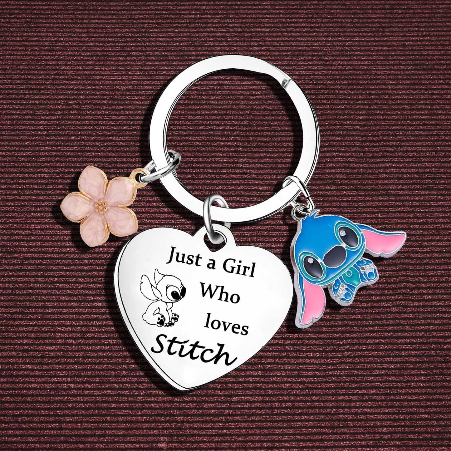 Stitch Keychain - Birthday Gift for Daughter Sister Niece Friends Ohana, Hypoallergenic Stainless Steel, Modern Style