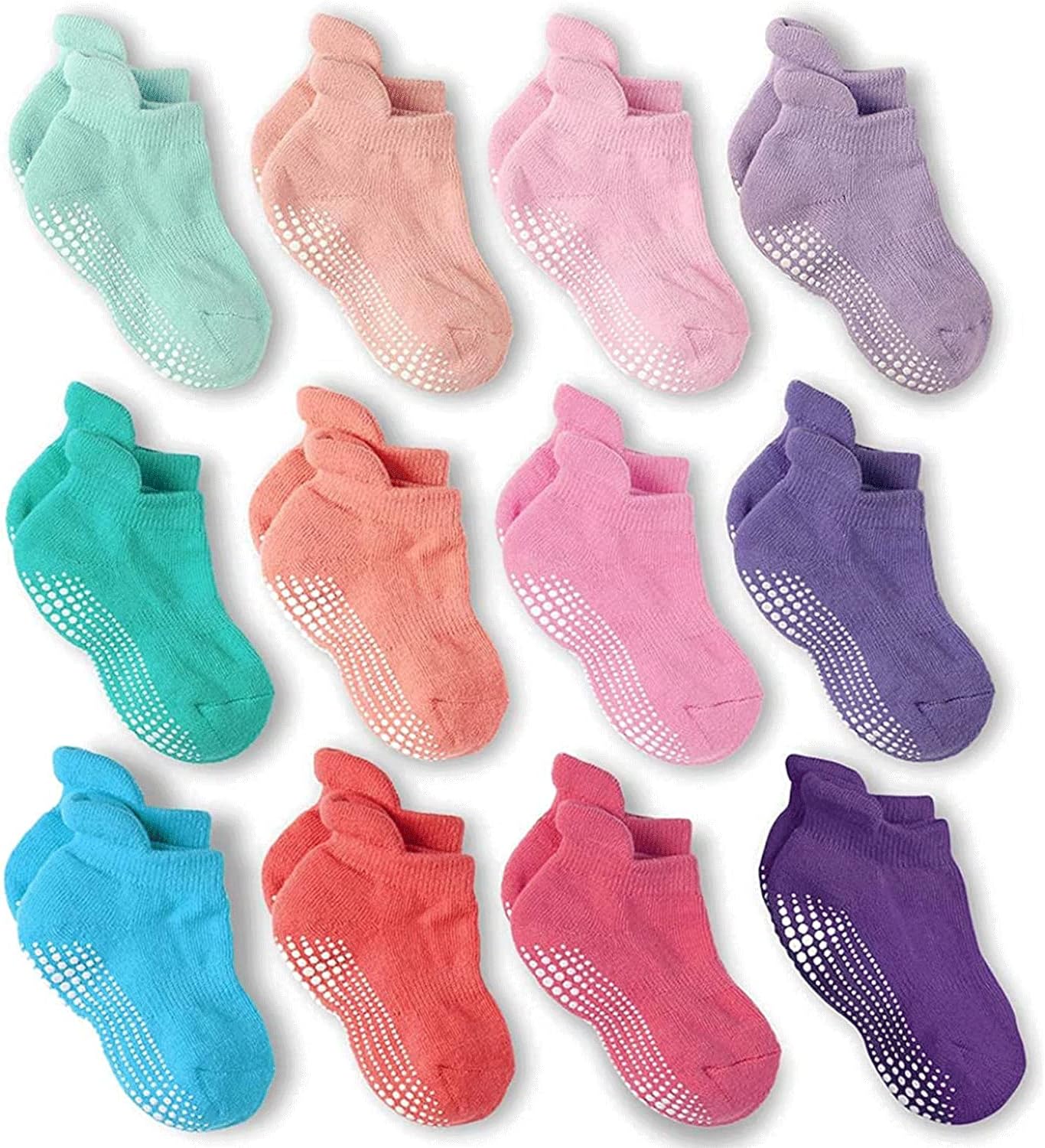 LA ACTIVE Non Slip Grip Ankle Boys and Girls Socks with Non Skid for Babies Toddlers and Kids Back to School