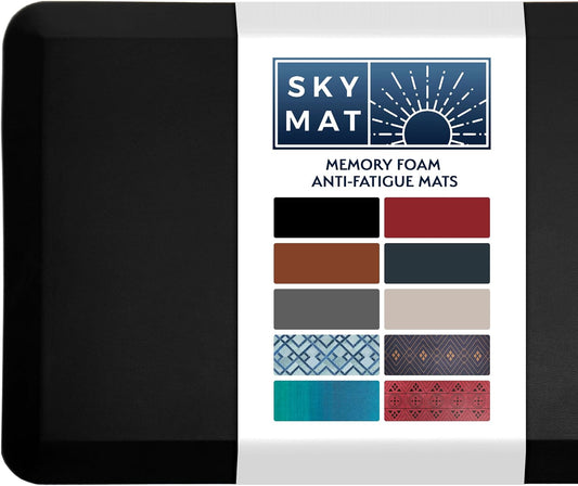 Sky Solutions Anti Fatigue Mat - 3/4" Cushioned Kitchen Rug and Standing Desk Mat & Garage - Non Slip, Waterproof and Stain Resistant (20" x 32", Black)