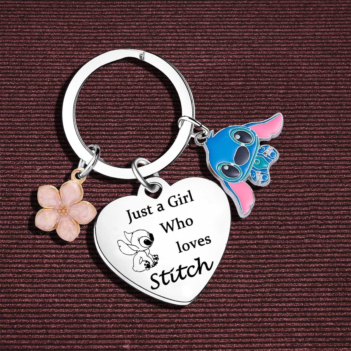 Stitch Keychain - Birthday Gift for Daughter Sister Niece Friends Ohana, Hypoallergenic Stainless Steel, Modern Style