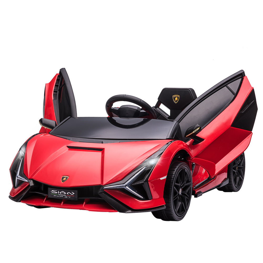 Aosom Lamborghini SIAN Licensed Kids Ride On Car, 12V Battery Powered Electric Sports Car Toy with Remote Control, Horn, Music, & Headlights, Red