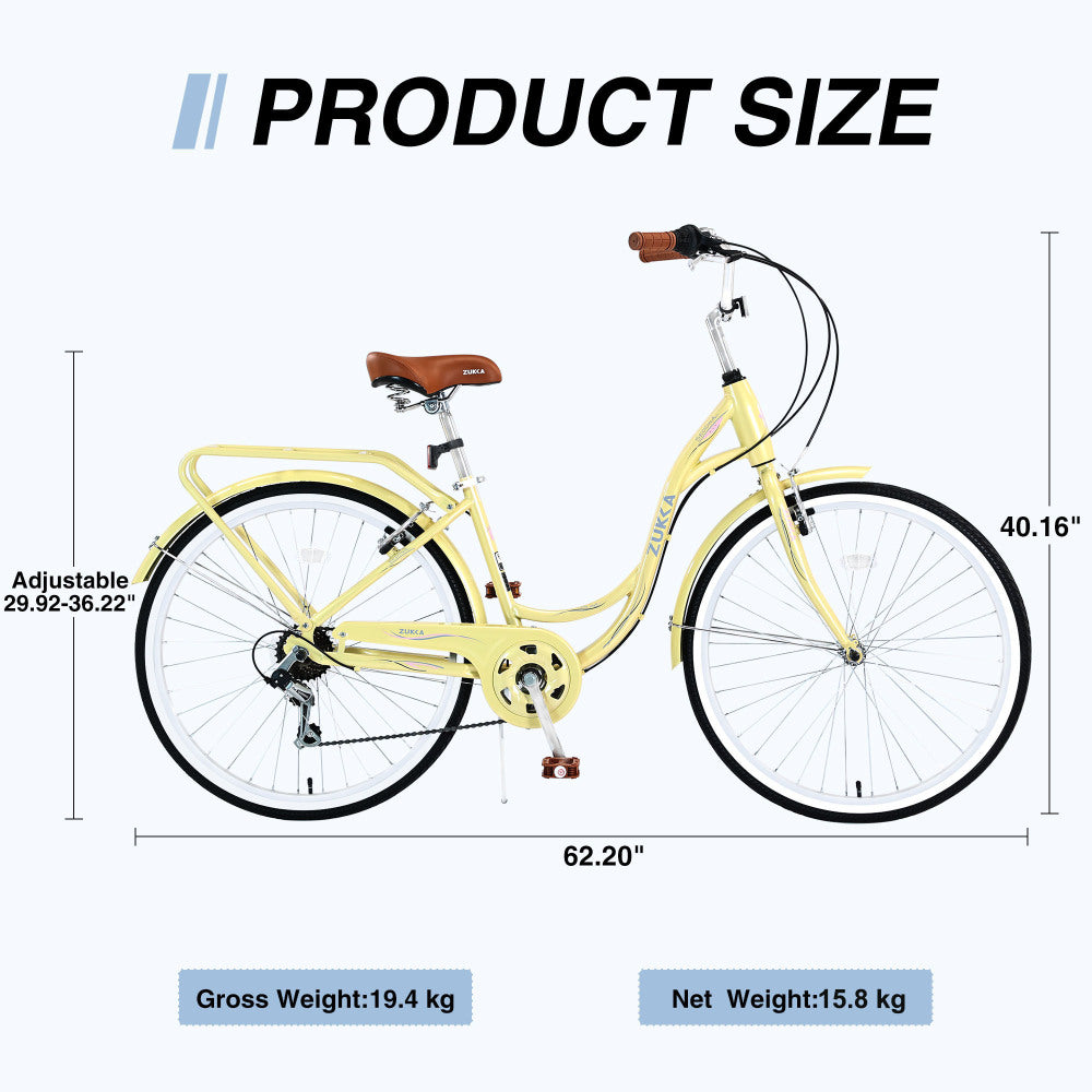 7 Speed, Steel Frame, Multiple Colors 24 Inch Ladies Bicycle