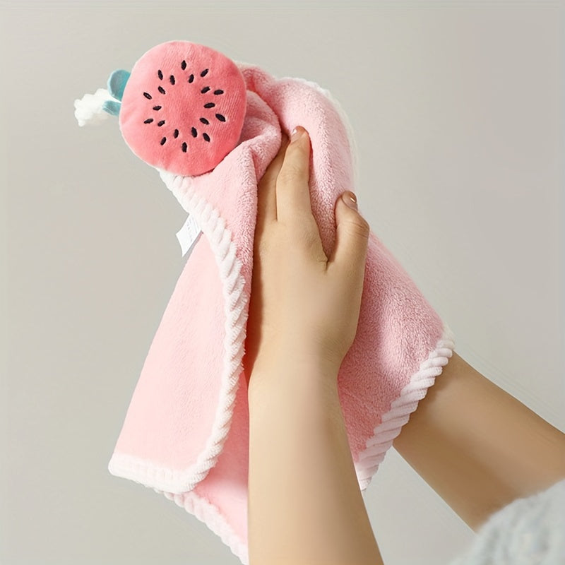 Cute Cartoon Hangable Hand Towels, Super Absorbent Soft Coral Velvet Towels