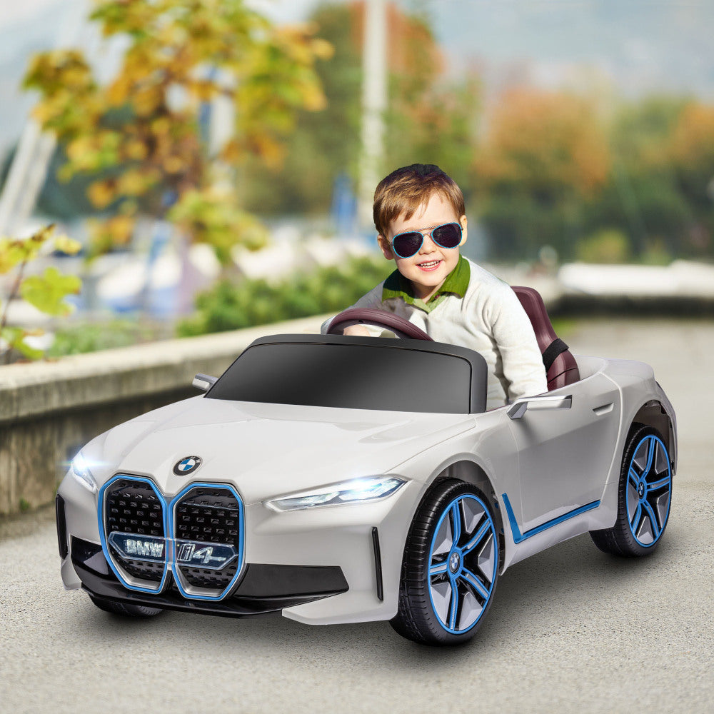 Aosom Electric Car for Kids, 12V Licensed BMW Ride on Car with 2.4G Remote Control, Suspension System, Horn Honking, Music, Lights for Boys and Girls, White