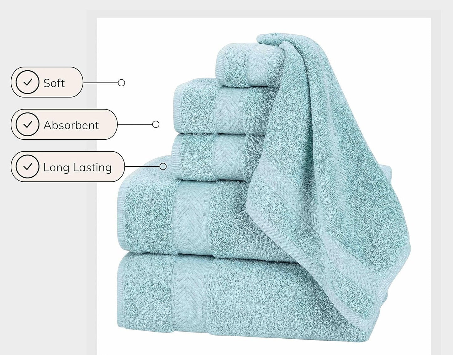 6 Pcs Luxury Bath Towel Set