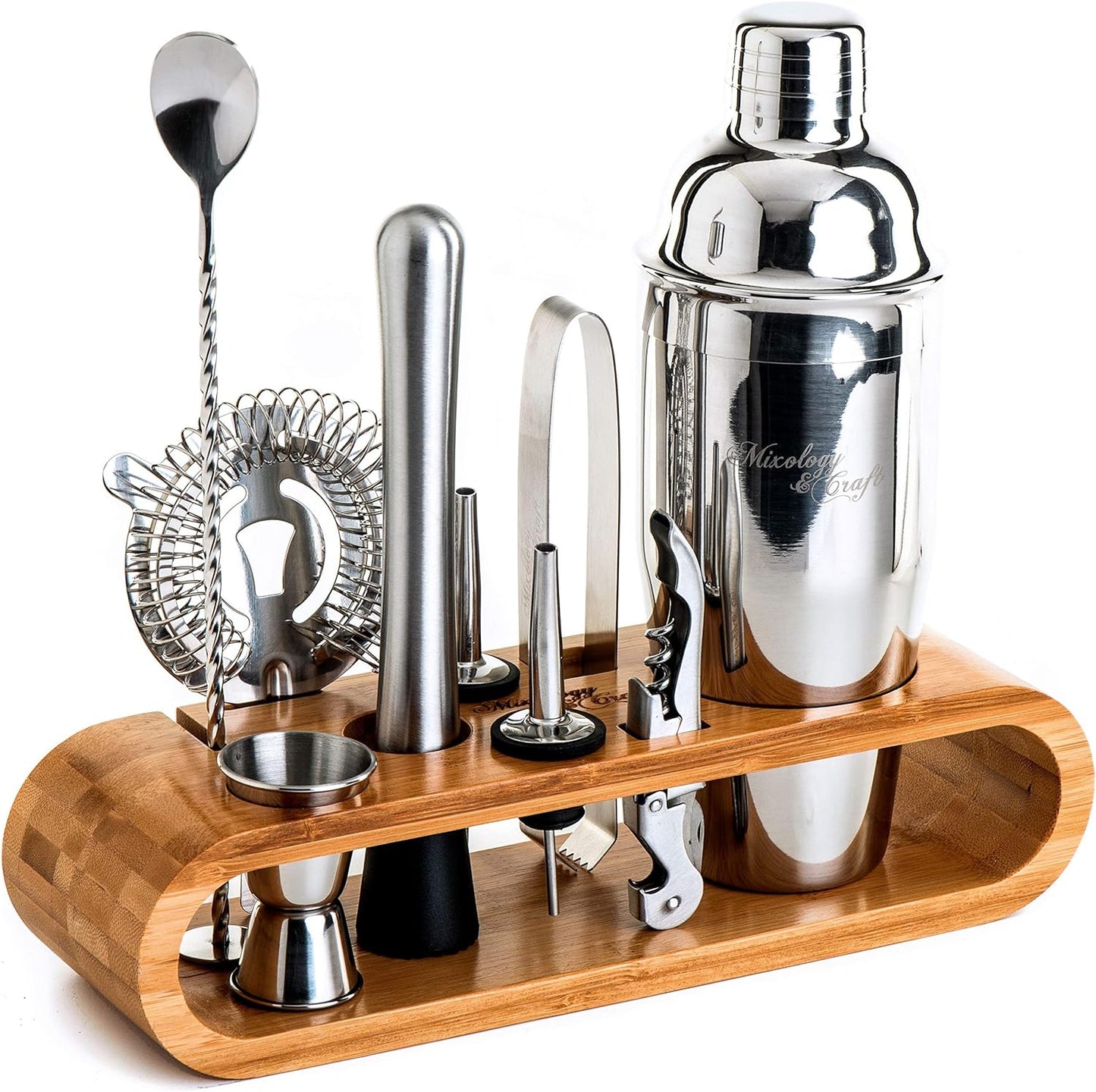 Mixology Bartender Kit: 10-Piece Bar Tool Set with Bamboo Stand | Perfect Home Bartending Kit and Martini Cocktail Shaker Set For a Perfect Drink Mixing Experience | Fun Housewarming Gift (Copper)