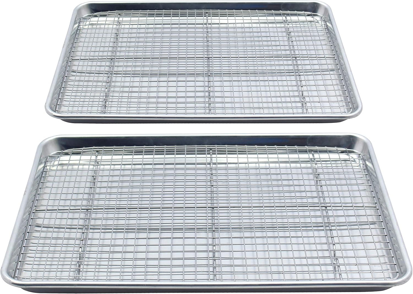 Checkered Chef Baking Sheets for Oven - Half Sheet Pan with Stainless Steel Wire Rack Set 1-Pack - Easy Clean Cookie Sheets, Aluminum Bakeware