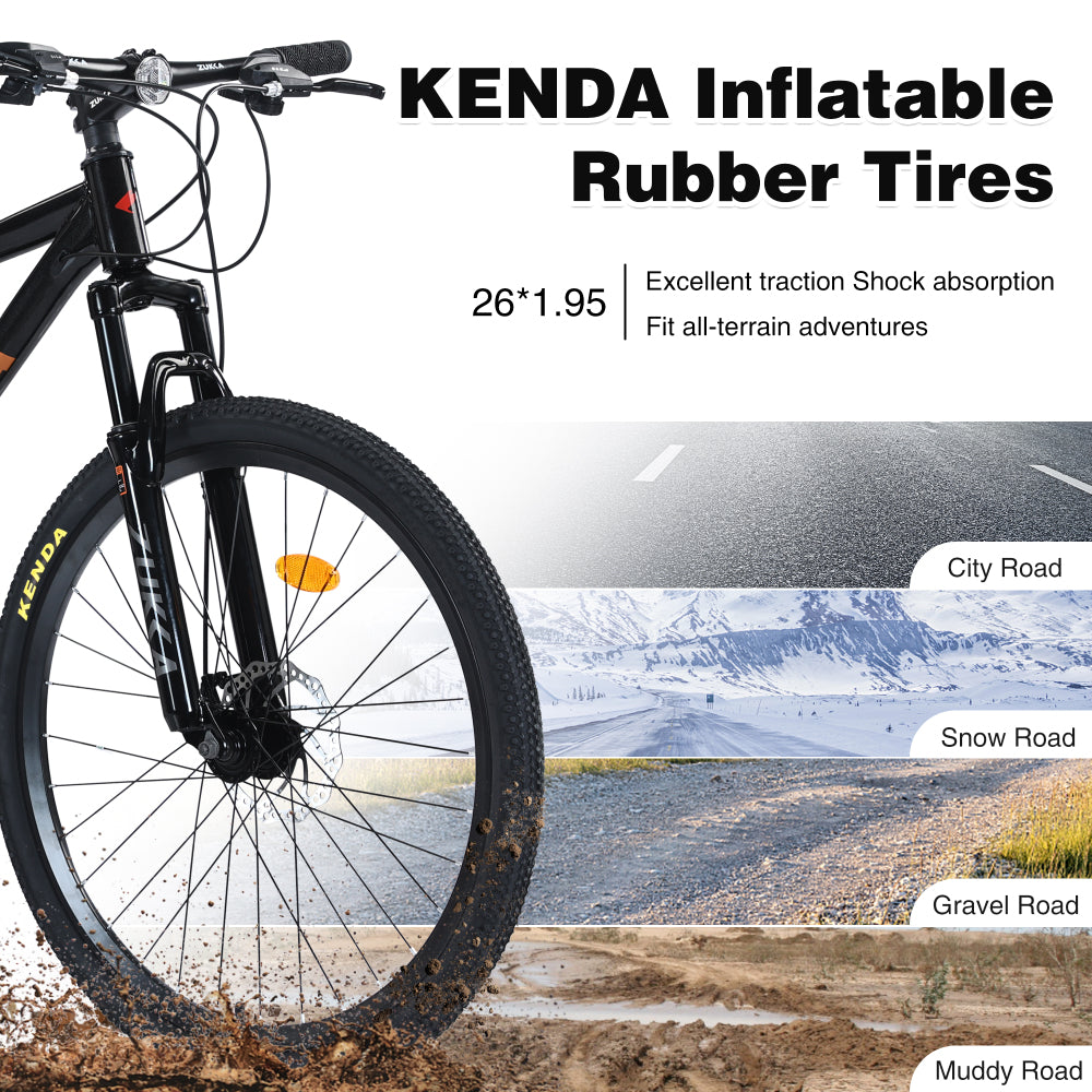 Mountain Bike for Men and Women 26 inch 24 Speed Suspension Fork KENDA Tires