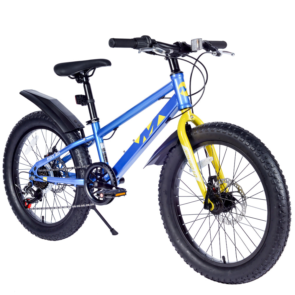 20 Inch Kids Bicycles , Fat Tire Mountain Bike for Boys and Girls Age 5 + Years ,Dual-Disc Brake,Shimano 7-Speed ,Kids Beach and Snow Bicycle