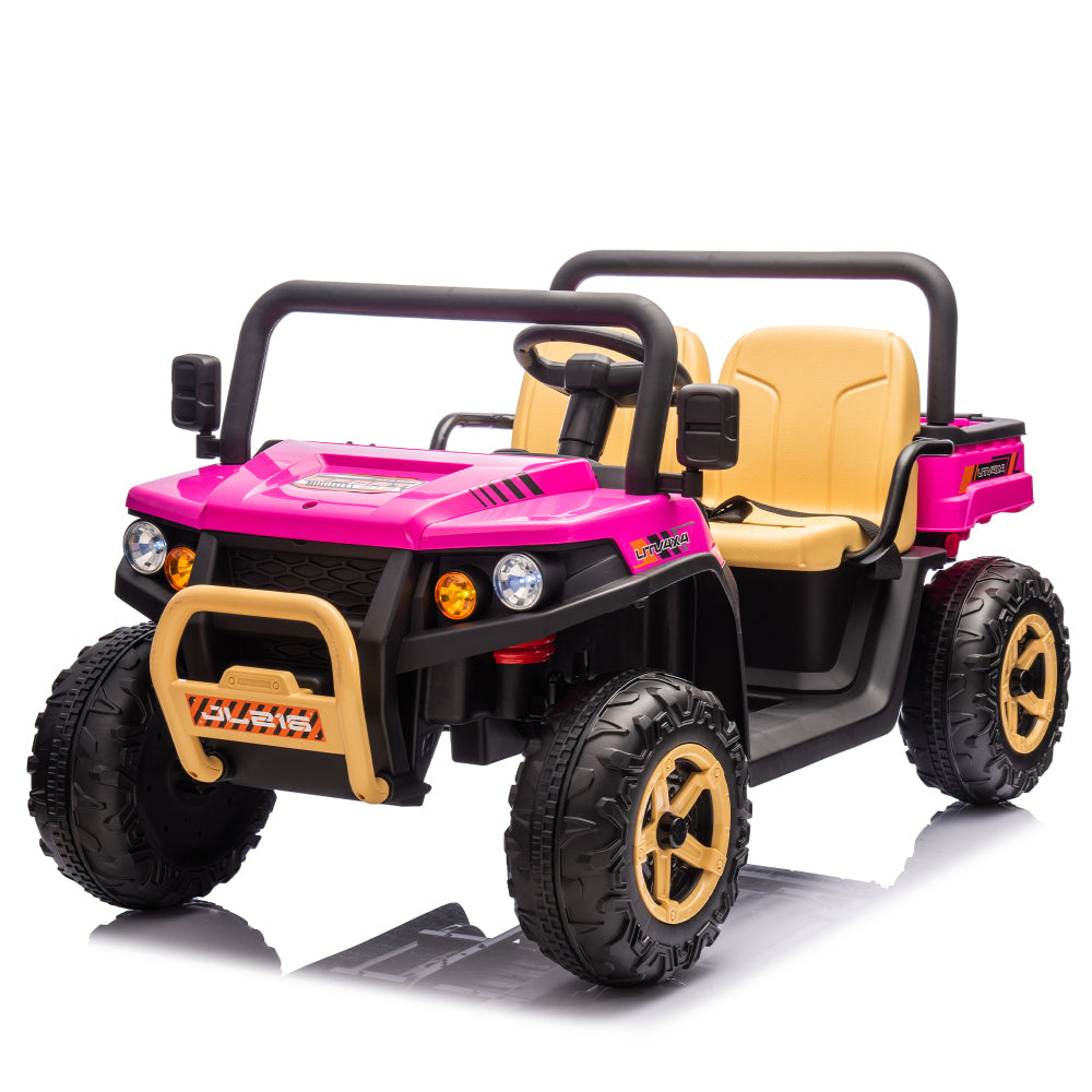 24V XXXL Kids Ride On UTV W/Parents Remote Control,Two-seater,Automatic tipping bucket,Rear wheel suspension,Slow start,Portable handle,Safety Belt,LED light,USB,MP3,Bluetooth,Horn for Kids Aged 3-8.