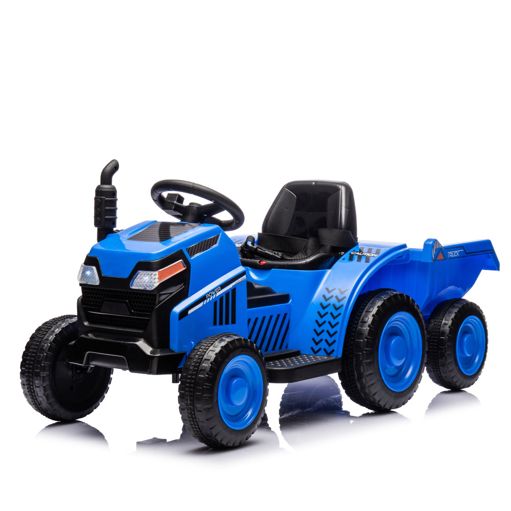 12V Kids Ride On Electric Tractor Black Knight,Kids Ride On Toy.2WD,Non-skid tires, steering wheel, foot pedal,With Removable storage tug,Light,Bluetooth,Music,MP3,USB,Power Display For Kids Aged 2-3.