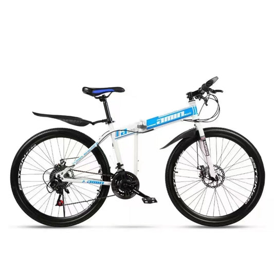 Blue  Color, 21 Speeds, High Carbon Steel, Detachable, Adjustable Seat, Chain Drive, 150kg Capacity, Dual Disc Brakes, Rigid Frame, Oil Spring Fork, Standard Type, Ordinary Pedals