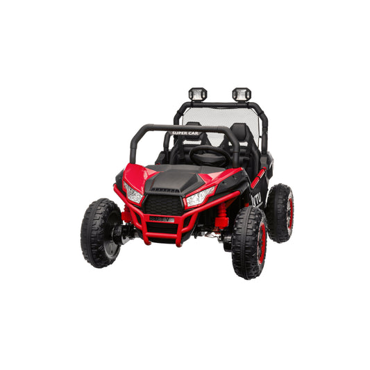 24 Volt Ride on Toys with Remote, Metal Frame Electric Powered off-Road UTV with 2 XL Seater, 4x200W 5MPH Max, 4WD/2WD Switchable, 3 Speeds, Bluetooth, Storage,red