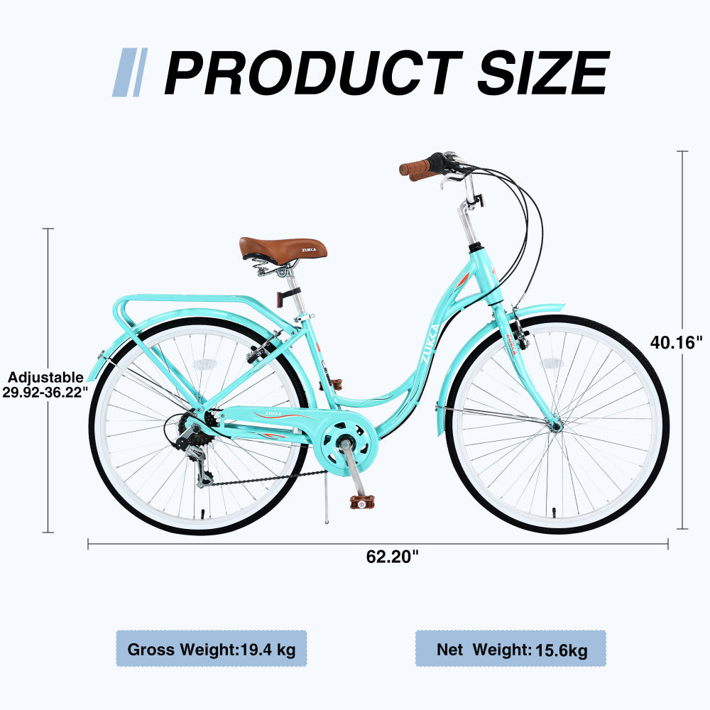 7 Speed, Steel Frame, Multiple Colors 24 Inch Ladies Bicycle