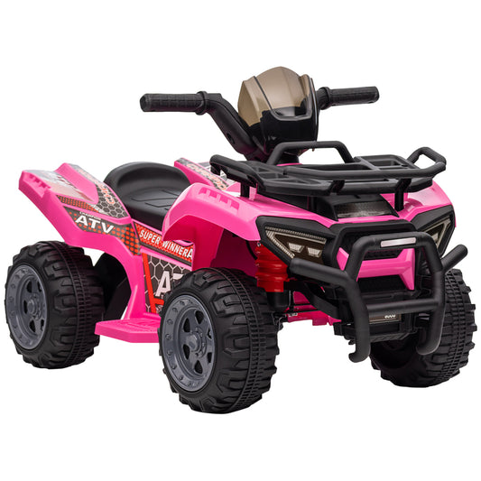 Aosom Kids ATV Four Wheeler  Ride on Car, Motorized Quad, 6V Battery Powered Electric Quad with Songs for 18-36 Months, Pink