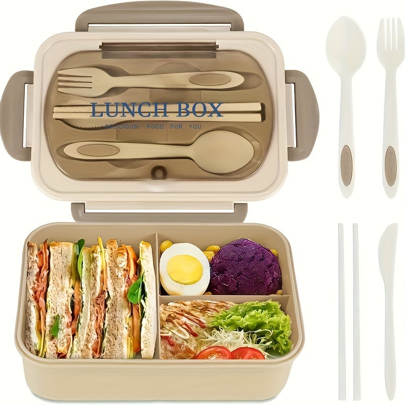 1200 ml Adult Leakproof Bento Box with 3 Compartments, Microwave Safe, BPA Free