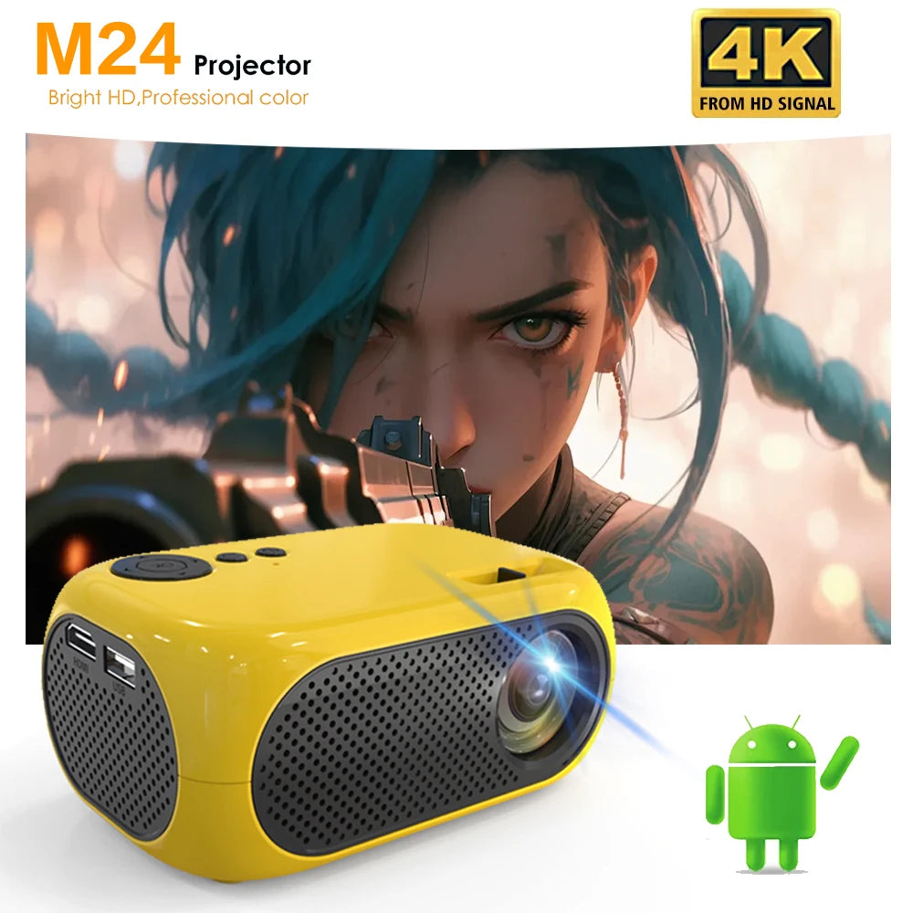 M24 Mini 4K HD LED Projector Android 11.0 Auto Focus Bluetooth WIFI 6.0 BT5.0 1920*1080P Home Cinema Outdoor Portable Projectors