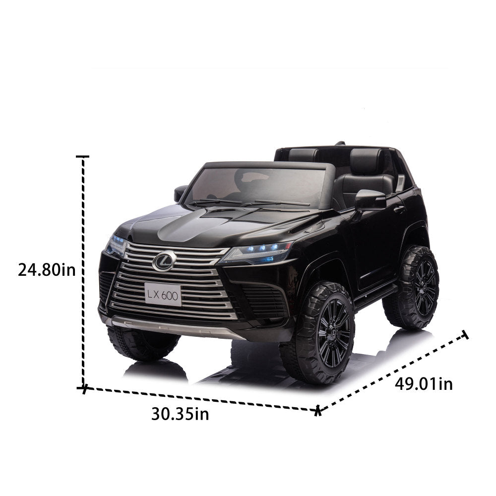 Licensed LEXUS LX600 24V Two-seater XXL Kids Ride On Car W/Parents Control,Seat width 20 inches,2WD,Four-wheel suspension,Bluetooth,MP3,Music,Power display,Speeds 1.86-3.11MPH For Kids.