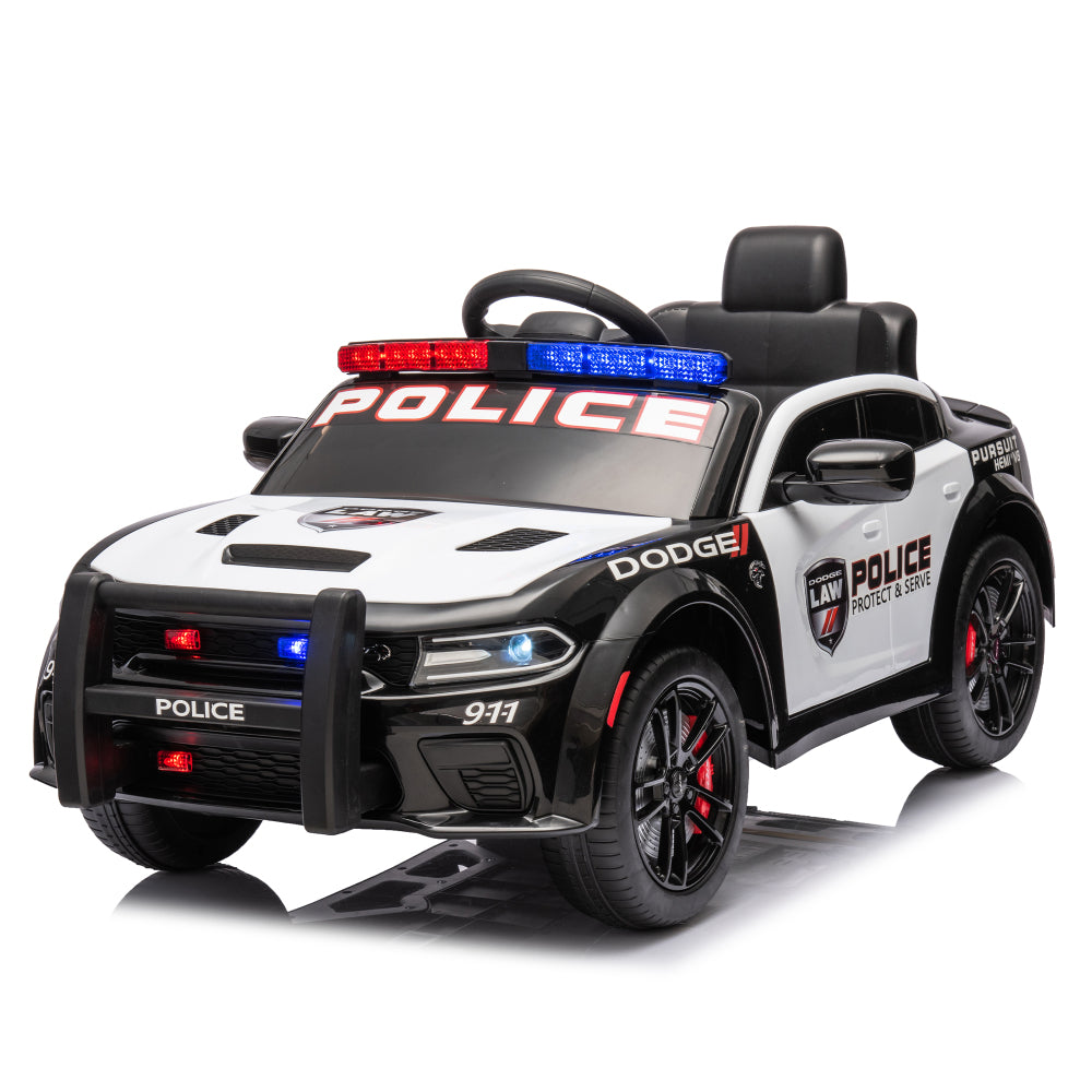 Licensed Dodge Charger,12v Kids ride on police car W/Parents Remote Control,anti-collision bar,Front& top alarm light design,Police car sticker,megaphone,three-speed,slow start,Four wheel suspension.