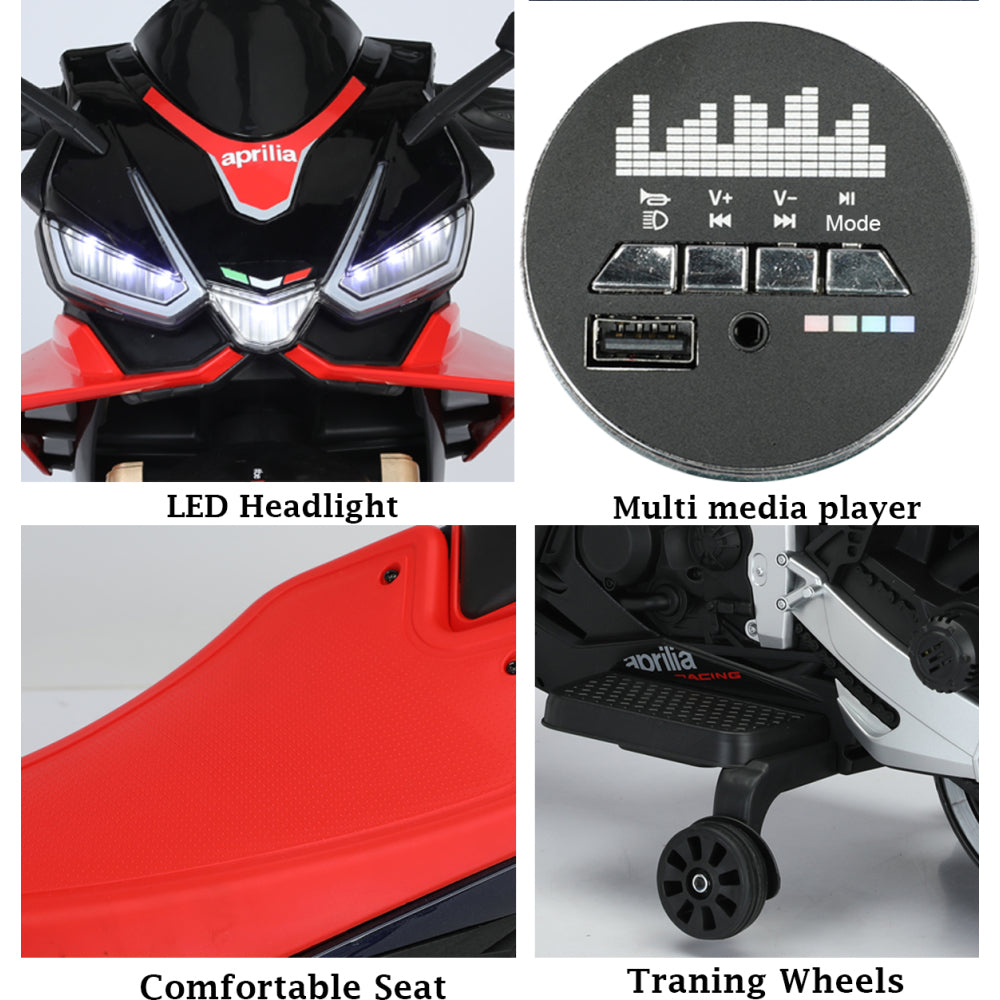 Kids Ride On Motorcycle 2MPH Top Speed,Motorbike Electric,Ride On Motorcycle for Kids with Shock Absorber/Training Wheels/Realistic Music&Sound-Black