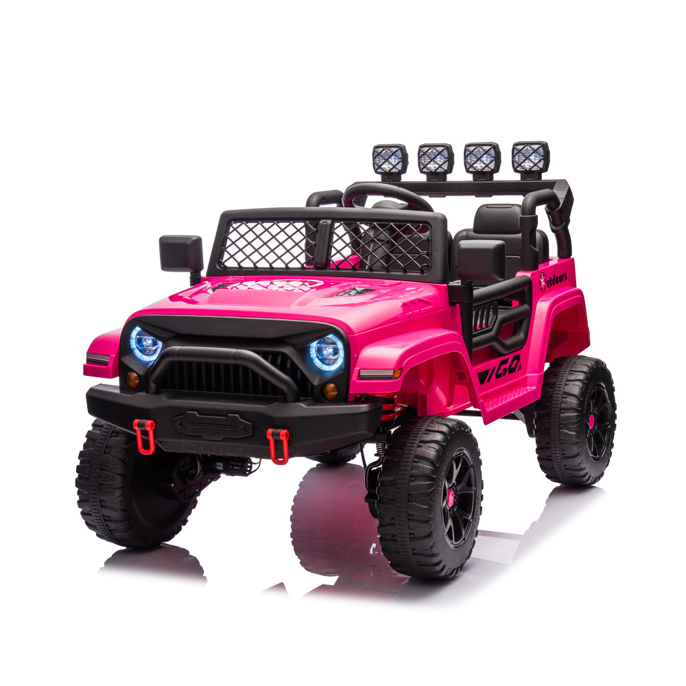 Pink,24V 2 Seater Ride On Truck Car, 4WD motors, with 2.4G Remote Control,Metal Suspension,Soft Start,Music, LED Light,Outdoor/Off road/Electric Car,Toys Gifts