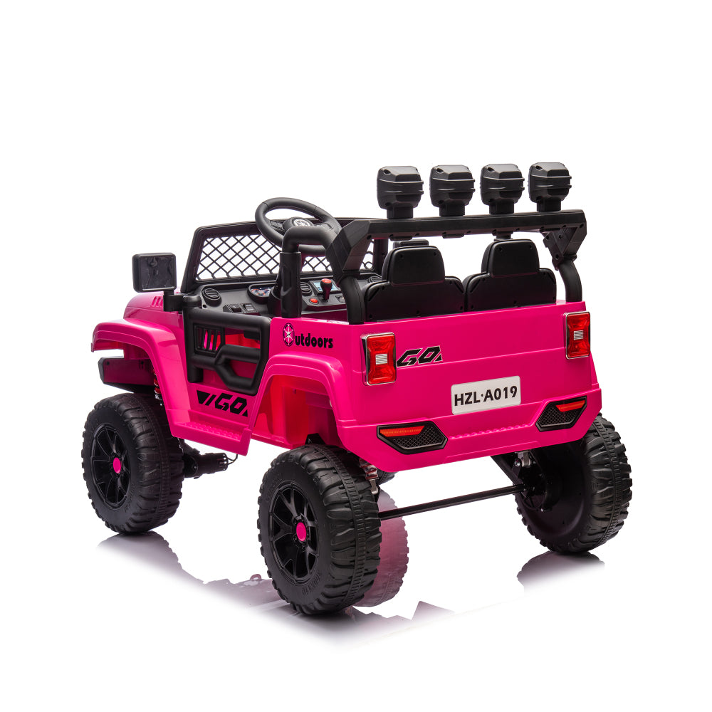 Pink,24V 2 Seater Ride On Truck Car, 4WD motors, with 2.4G Remote Control,Metal Suspension,Soft Start,Music, LED Light,Outdoor/Off road/Electric Car,Toys Gifts