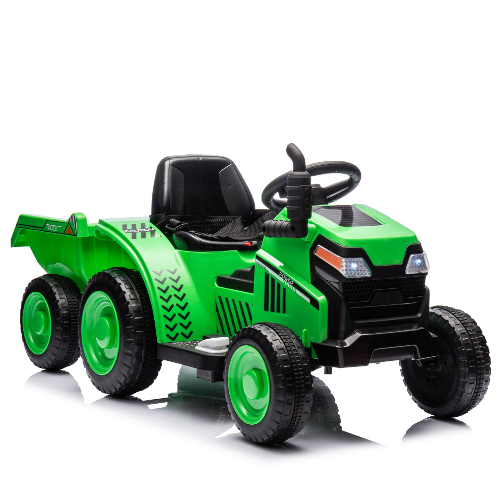 12V Kids Ride On Electric Tractor Black Knight,Kids Ride On Toy.2WD,Non-skid tires, steering wheel, foot pedal,With Removable storage tug,Light,Bluetooth,Music,MP3,USB,Power Display For Kids Aged 2-3.