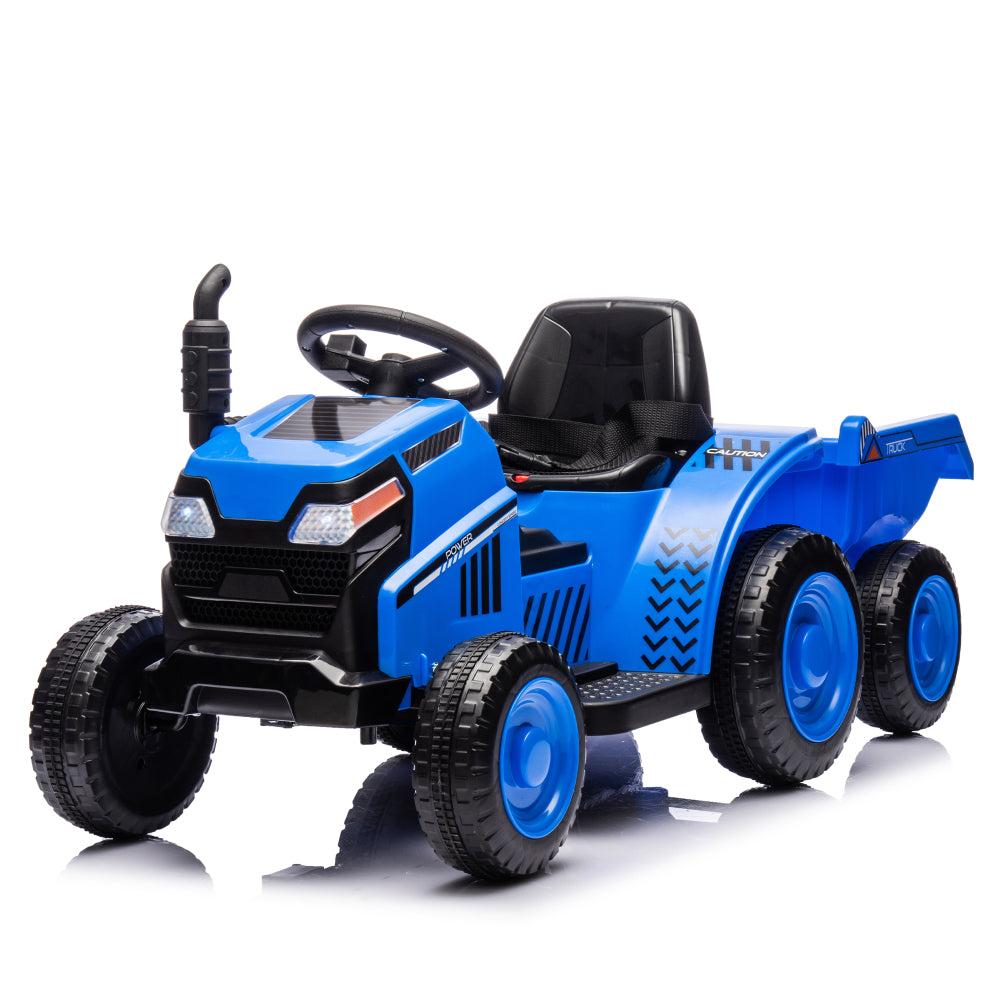 12V Kids Ride On Electric Tractor Black Knight,Kids Ride On Toy.2WD,Non-skid tires, steering wheel, foot pedal,With Removable storage tug,Light,Bluetooth,Music,MP3,USB,Power Display For Kids Aged 2-3.