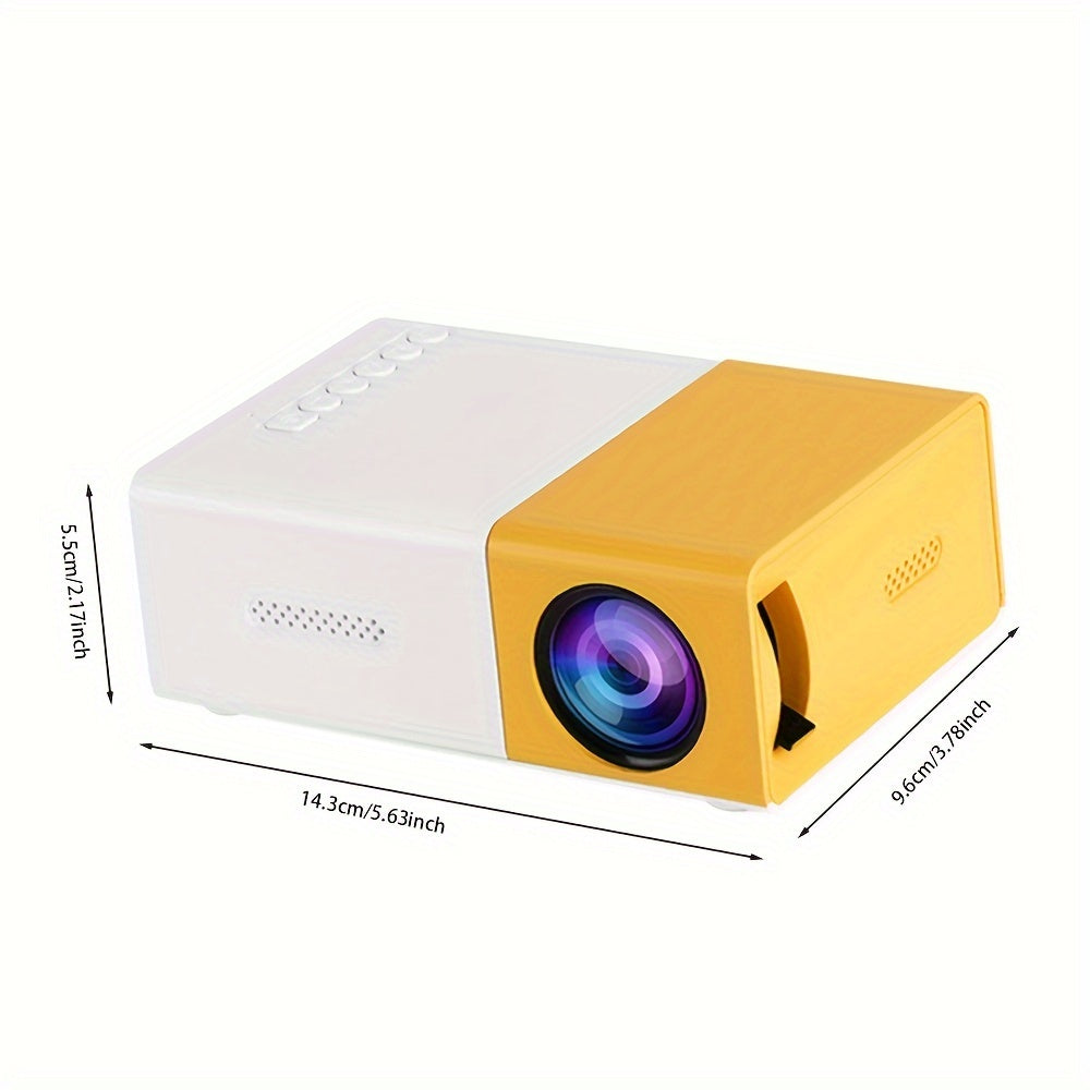 Mini 1080P Projector with HDMI, USB, and Remote Control - Perfect for Home and Outdoor Movie Nights, Compatible with Smartphone, Tablet, Laptop, TV Stick, and USB