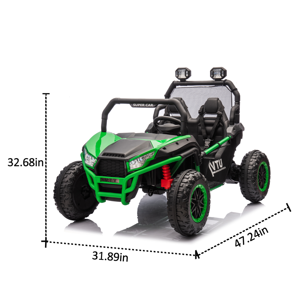 24V Two-seater Kids Ride On UTV W/Parents Control,400W Super Power,Four-wheel suspension,LED Light with Rear searchlight,Bluetooth,MP3,Music,Rear storage space,Speeds 3.73-4.97MPH for Kids aged 3+.