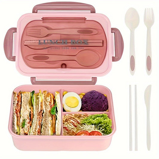 1200 ml Adult Leakproof Bento Box with 3 Compartments, Microwave Safe, BPA Free