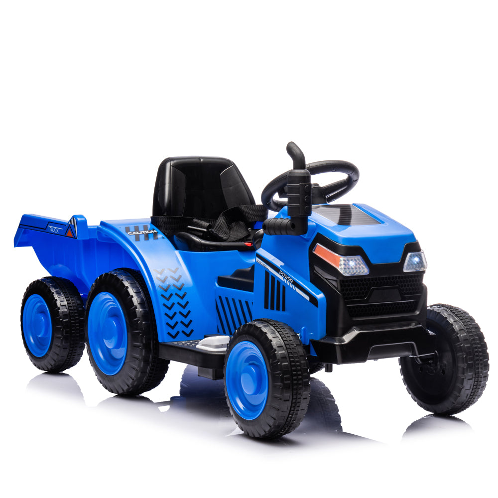 12V Kids Ride On Electric Tractor Black Knight,Kids Ride On Toy.2WD,Non-skid tires, steering wheel, foot pedal,With Removable storage tug,Light,Bluetooth,Music,MP3,USB,Power Display For Kids Aged 2-3.