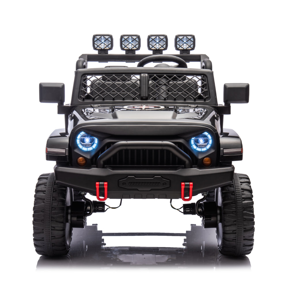 Gray,24V 2 Seater Ride On Truck Car, 4WD motors, with 2.4G Remote Control,Metal Suspension,Soft Start,Music, LED Light,Outdoor/Off road/Electric Car,Toys Gifts