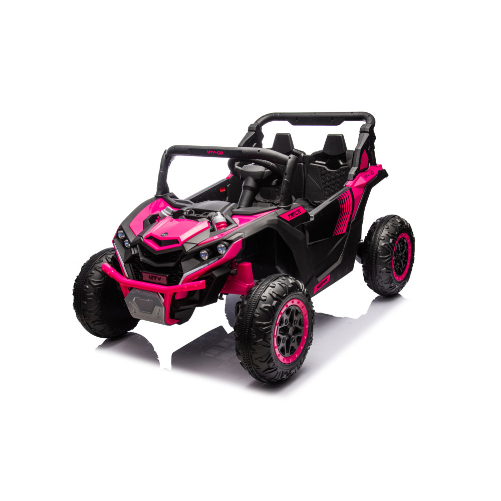 24V Ride on Cars, High/Low Speed Switchable Ride on Toys with Remote Control, 2 Seater Electric Car for Kids with Trunk Storage Space, Bluetooth Music, LED Lights,pink